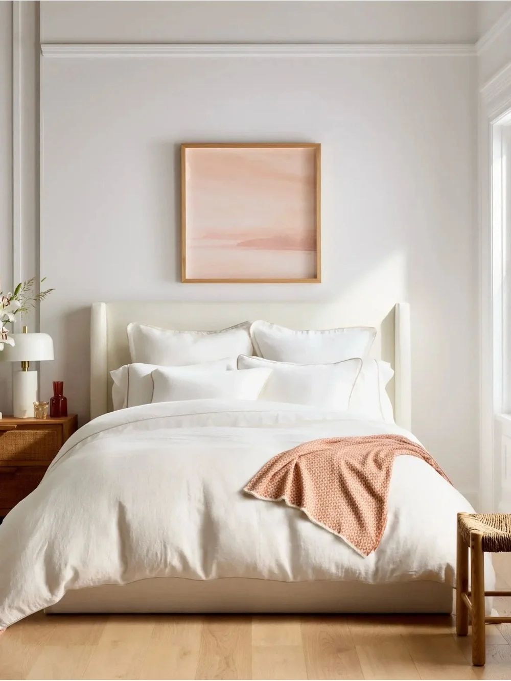 Quince European Linen Piped Duvet Cover King/Cali King Color: White Toffee